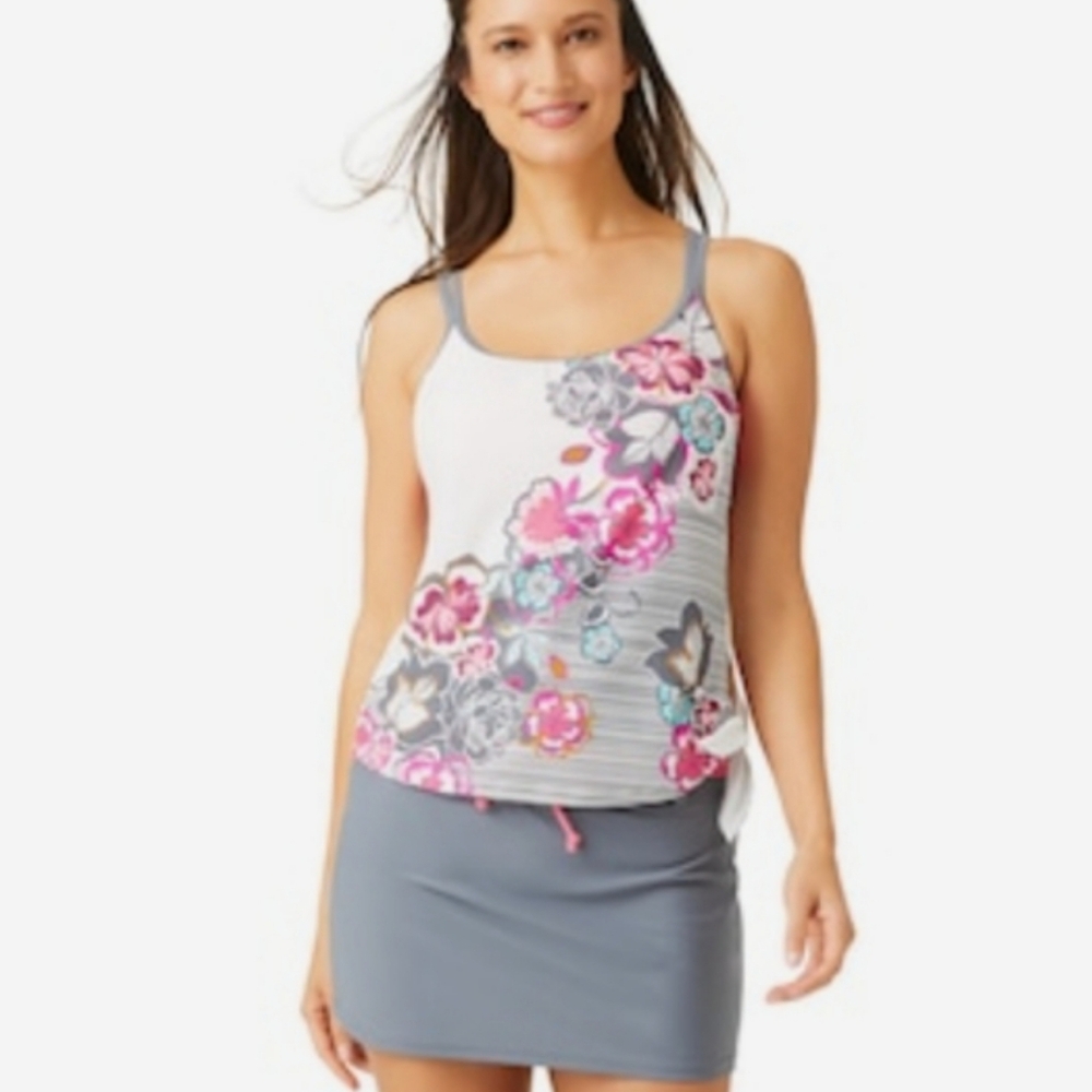 NWT Free Country Tankini Bikini Top W Built in Cups & Adjustable Straps Swimwear